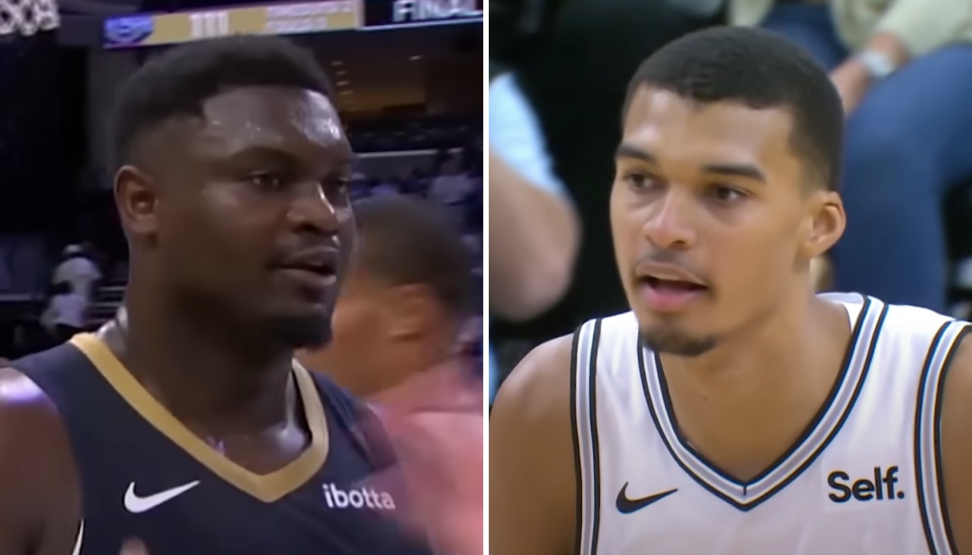 Les stars NBA Zion Williamson (gauche) et Victor Wembanyama (droite)