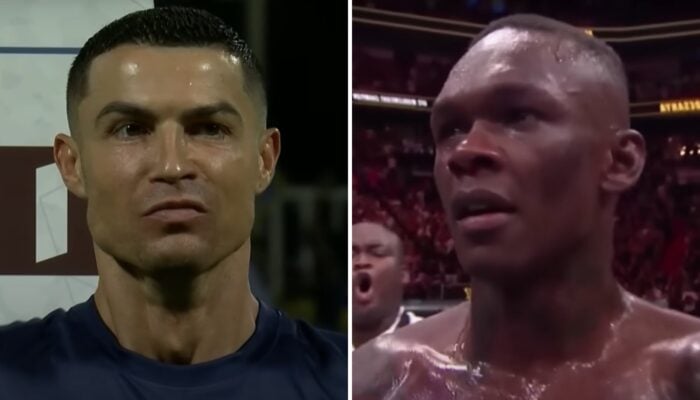Le footballeur star Cristiano Ronaldo (gauche) et l'ancien champion UFC Israel Adesanya (droite)