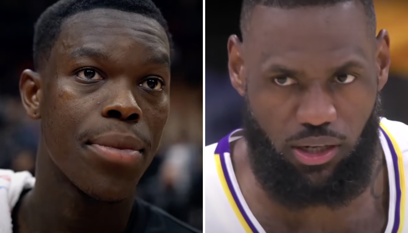 Les joueurs NBA Dennis Schröder (gauche) et LeBron James (droite)