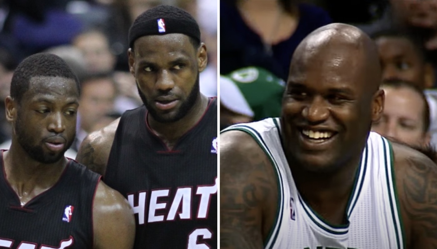 Les légendes NBA Dwyane Wade, LeBron James et Shaquille O'Neal