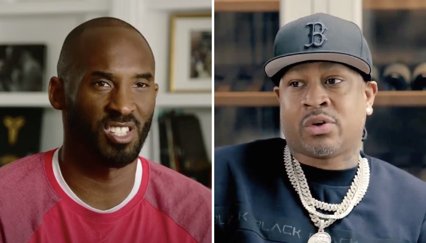 Les légendes NBA Kobe Bryant (gauche) et Allen Iverson (droite)
