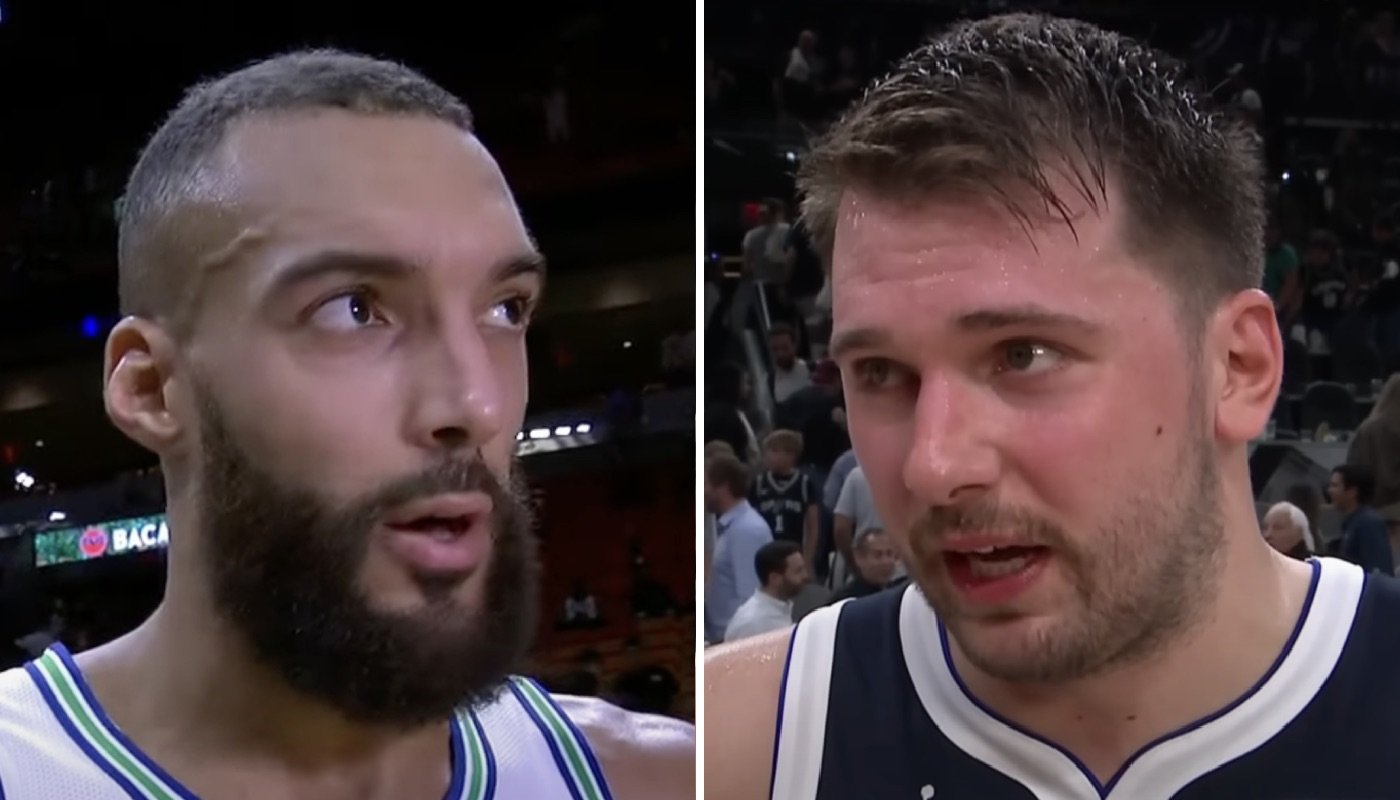 The stars NBA Rudy Gobert (left) and Luka Doncic (right)