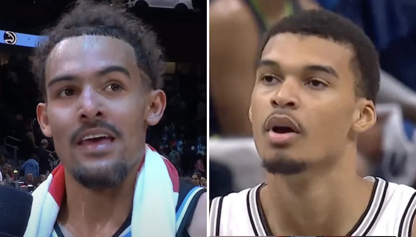 NBA stars Trae Young (left) and Victor Wembanyama (right)