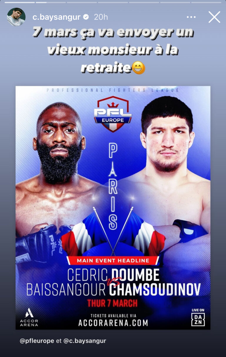 PFL Après l’officialisation du combat, Baki sans pitié avec Cédric