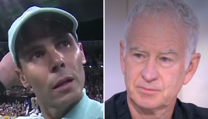 Les légendes du tennis Rafael Nadal (gauche) et John McEnroe (droite)