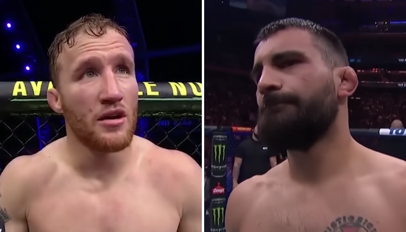 Les combattants UFC Justin Gaethje (gauche) et Benoît Saint-Denis (droite)