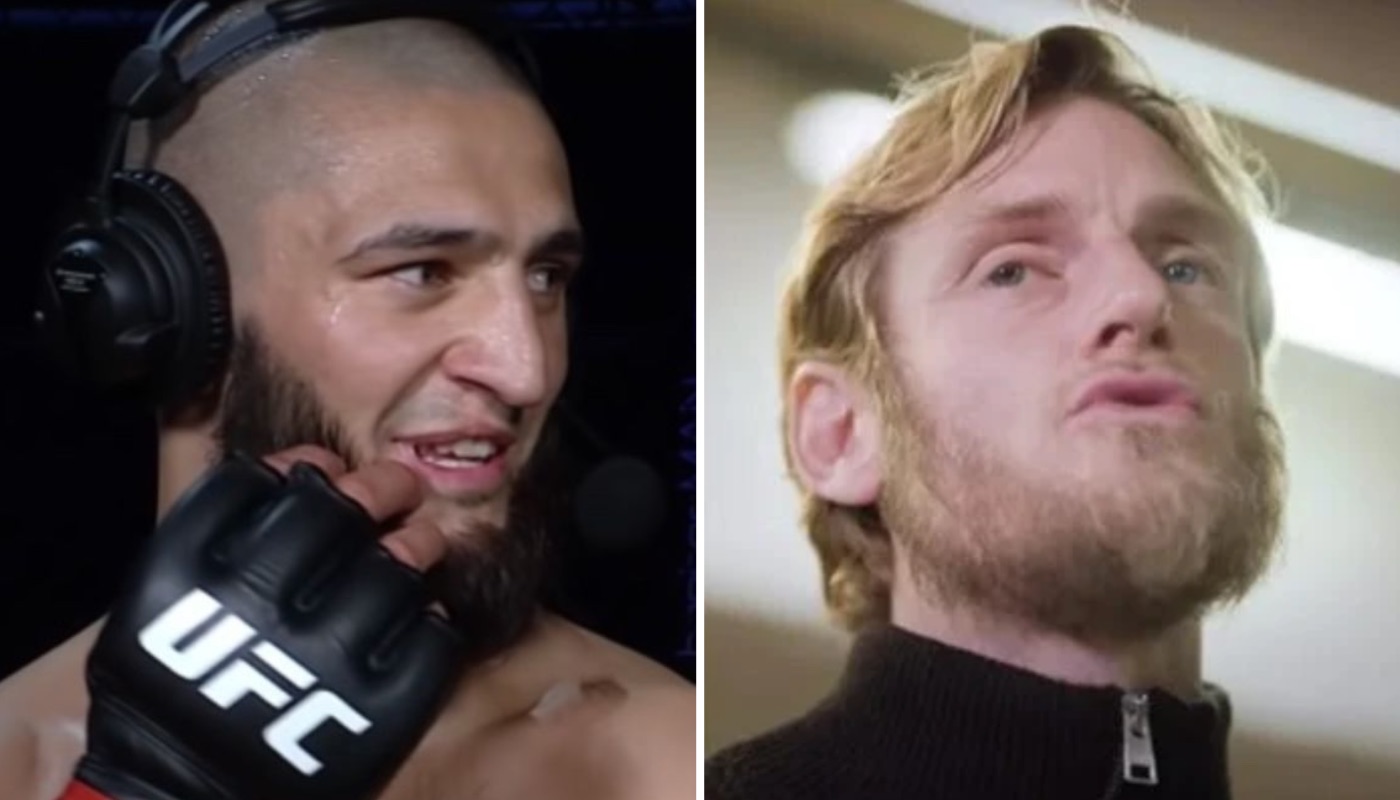 Le combattant UFC Khamzat Chimaev (gauche) et le comédien et humoriste français Ragnar Le Breton (droite)