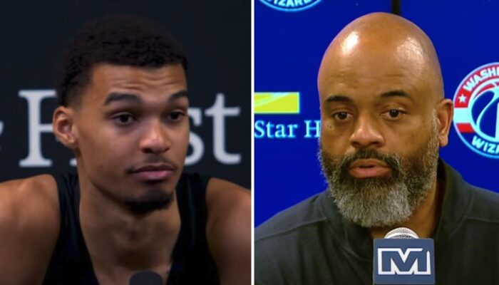 Victor Wembanyama et le coach des Wizards, Wes Unseld Jr