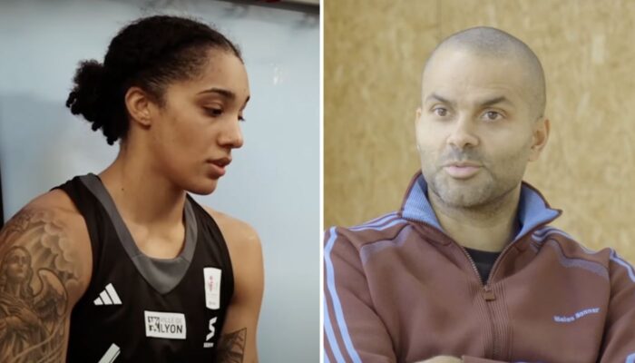 Gabby Williams et le président de l'ASVEL Tony Parker