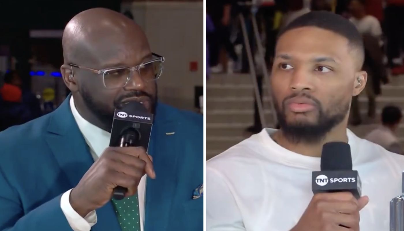 Les stars NBA Shaquille O'Neal (gauche) et Damian Lillard (droite)