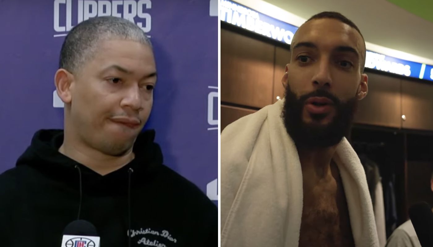 Tyronn Lue, entraineur des Clippers, et Rudy Gobert, pivot français des Timberwolves