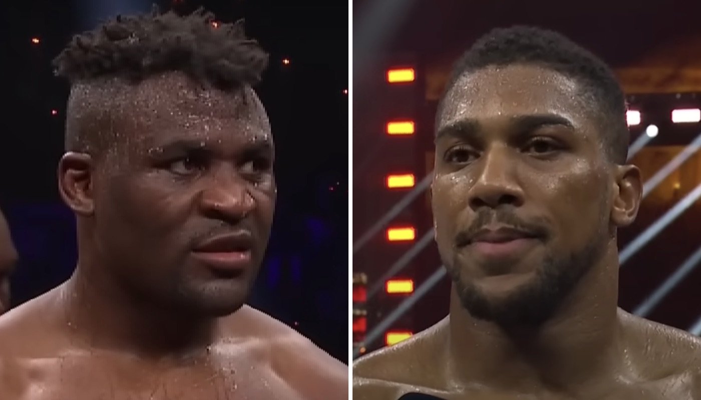 Les combattants star Francis Ngannou (gauche) et Anthony Joshua (droite)