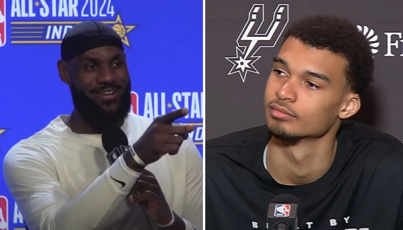 Les stars NBA LeBron James (gauche) et Victor Wembanyama (droite)