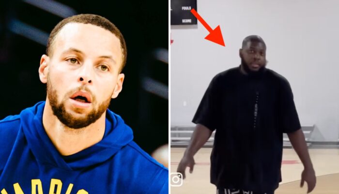 La star NBA Stephen Curry (gauche) et son ancien coéquipier aux Golden State Warriors, Eric Paschall (droite)