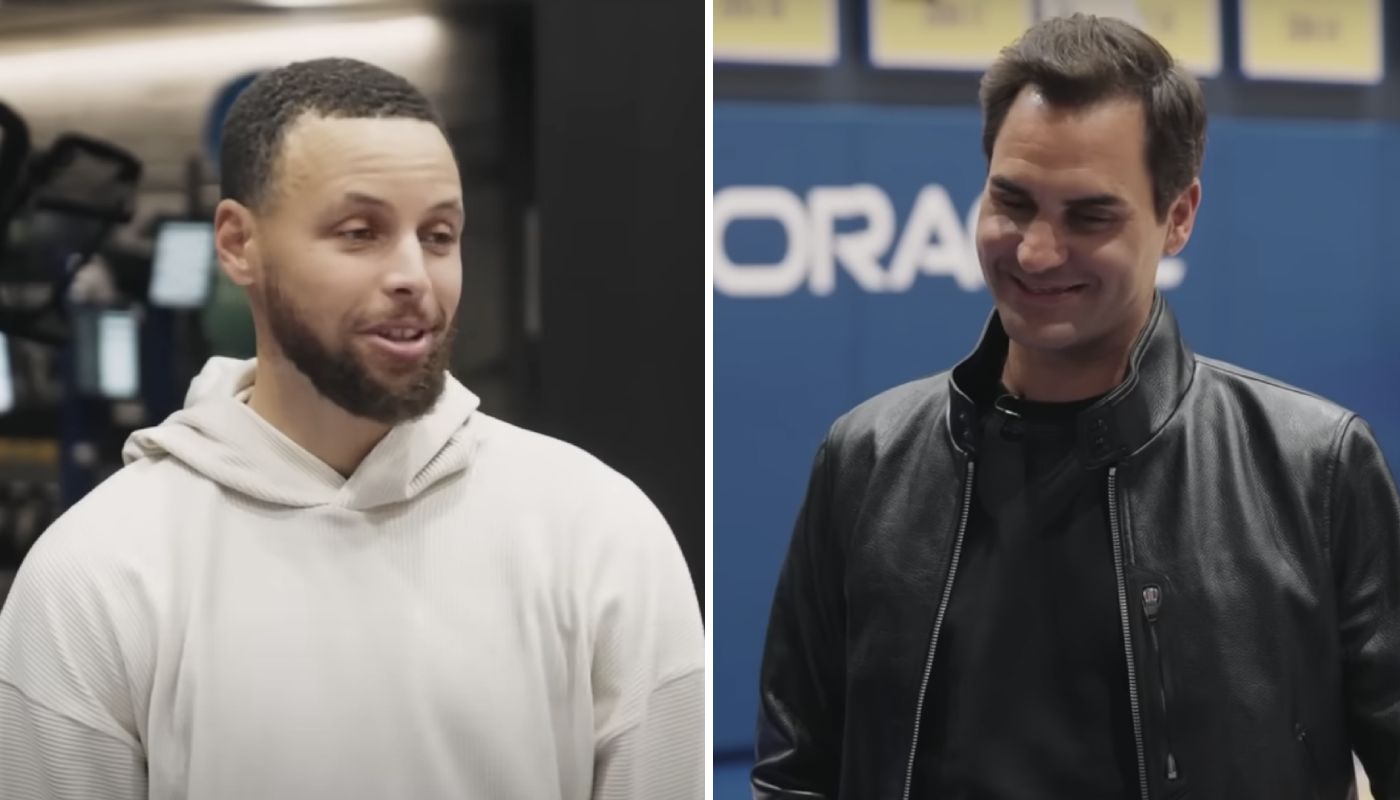 Stephen Curry lors de sa rencontre avec Roger Federer