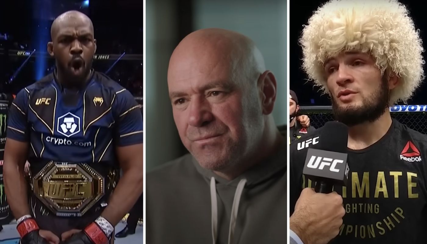 Jon Jones, Dana White et Jhabib nurmagomedov, trois visages de l'UFC