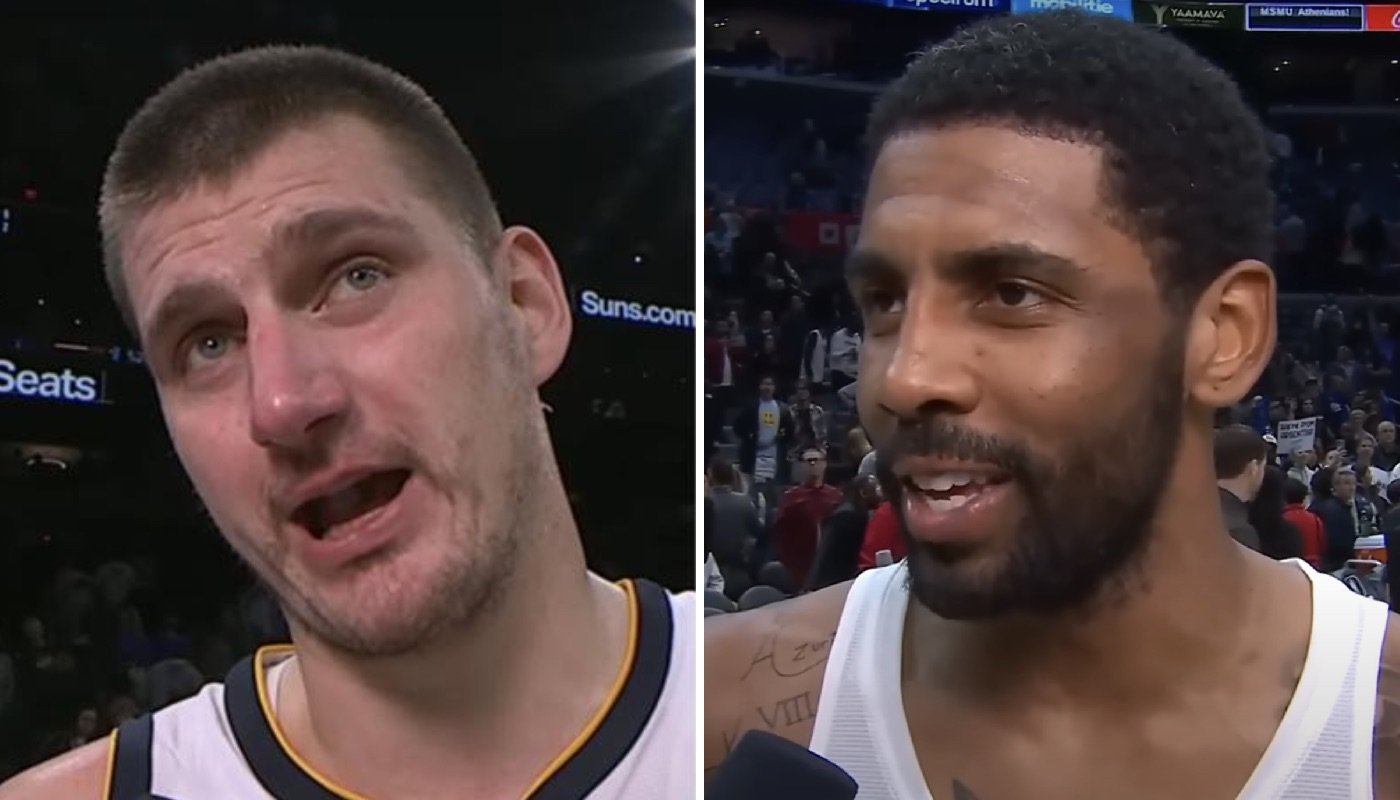 Les stars NBA Nikola Jokic (gauche) et Kyrie Irving (droite)
