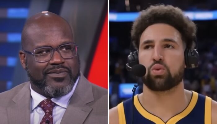 Les stars NBA Shaquille O'Neal (gauche) et Klay Thompson (droite)