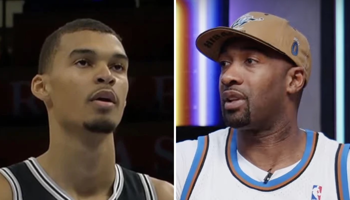 Le joueur NBA français Victor Wembanyama (gauche) et l'ancien arrière Gilbert Arenas (droite)