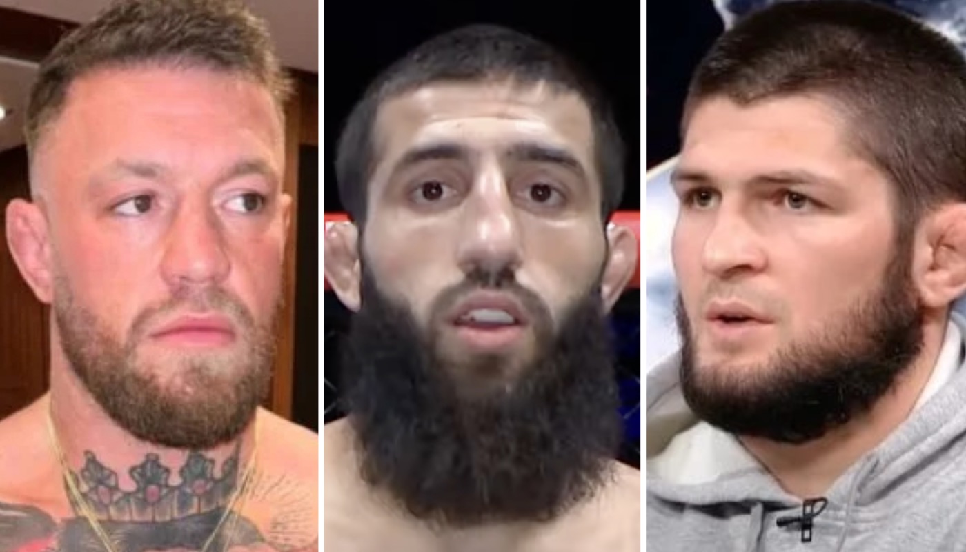 Les combattants MMA Conor McGregor (gauche), Abdoul Abdouraguimov (centre) et Khabib Nurmagomedov (droite)