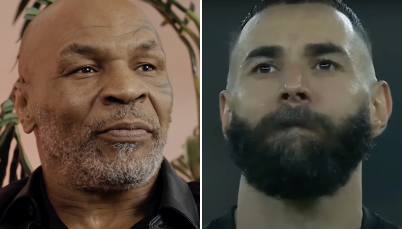 Le combattant de légende Mike Tyson (gauche) et le footballeur français Karim Benzema (droite)