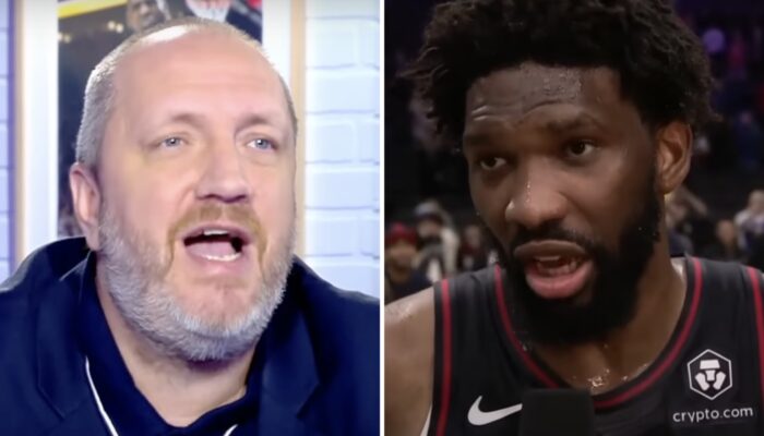 L'ancien joueur français Frédéric Weis (gauche) et la star NBA Joel Embiid (droite)