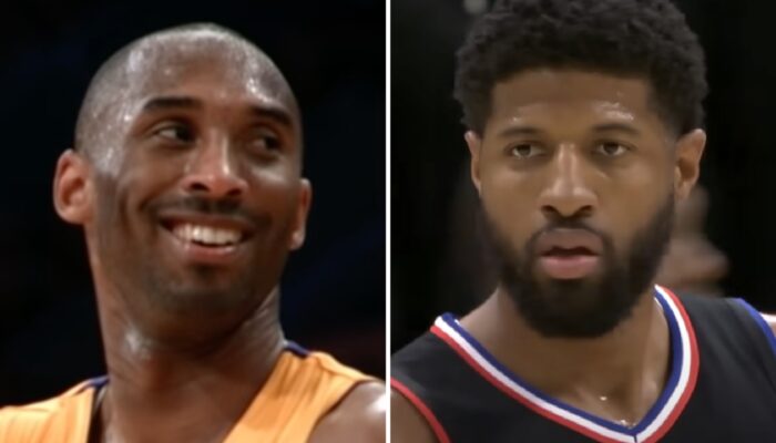 Les stars NBA Kobe Bryant (gauche) et Paul George (droite)