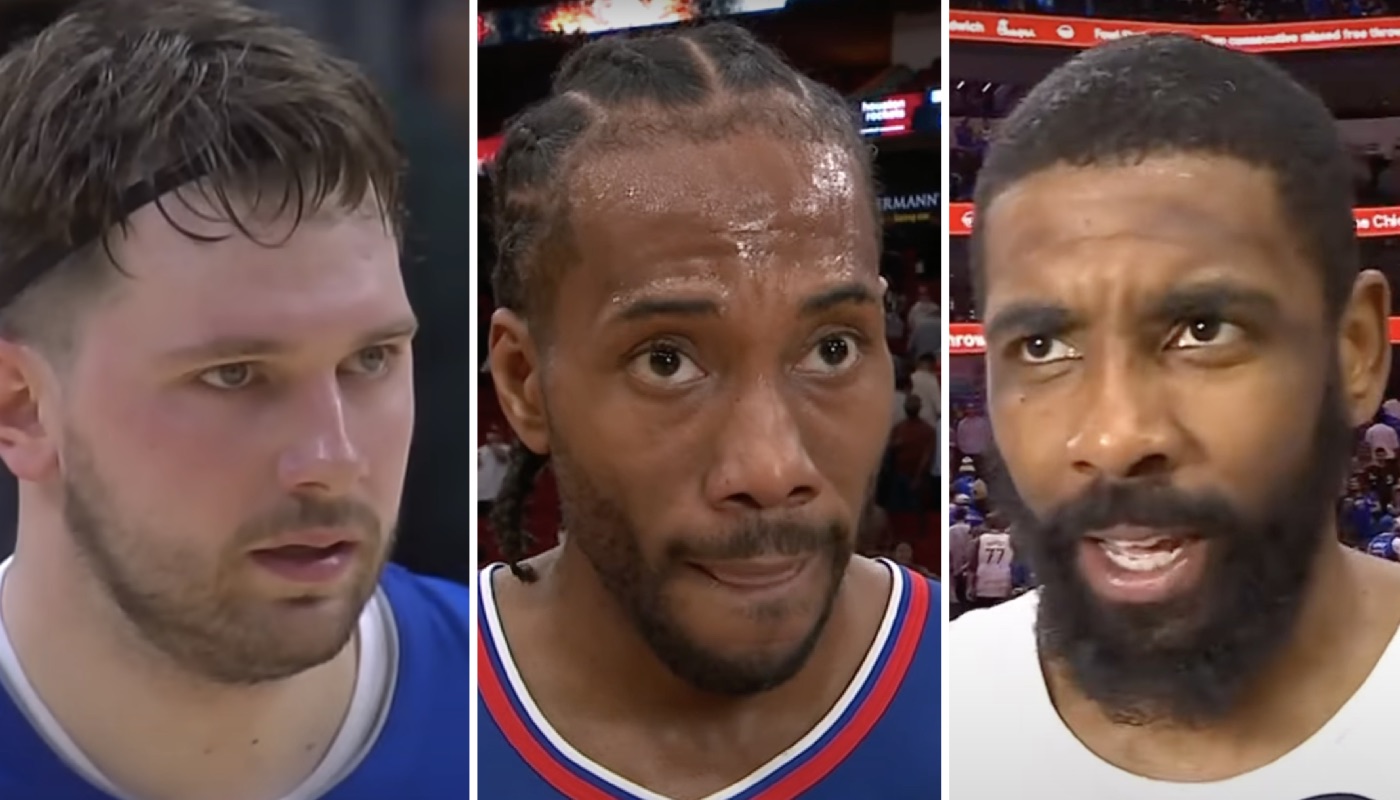 Les stars NBA Luka Doncic (gauche), Kawhi Leonard (centre) et Kyrie Irving (droite)