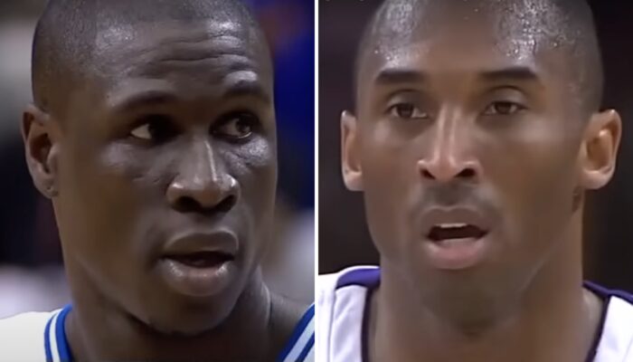 Les anciens joueurs NBA Mickaël Piétrus (gauche) et Kobe Bryant (droite)