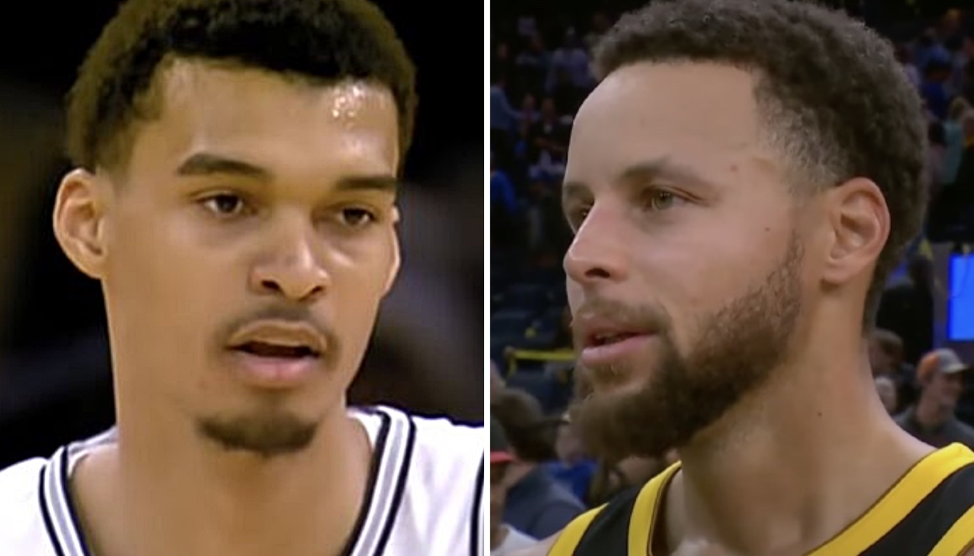 Les stars NBA Victor Wembanyama (gauche) et Stephen Curry (droite)