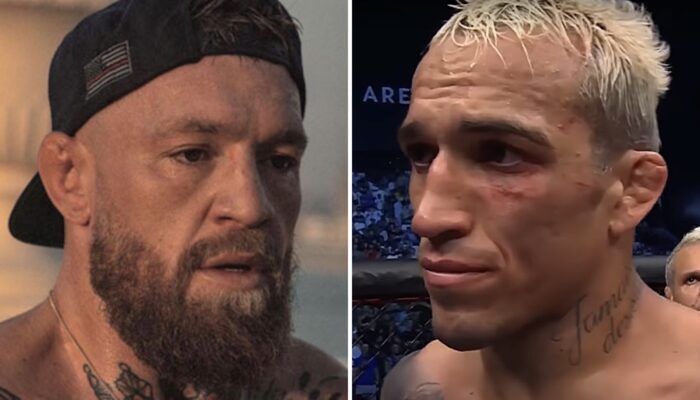 Les combattants UFC Conor McGregor (gauche) et Charles Oliveira (droite)