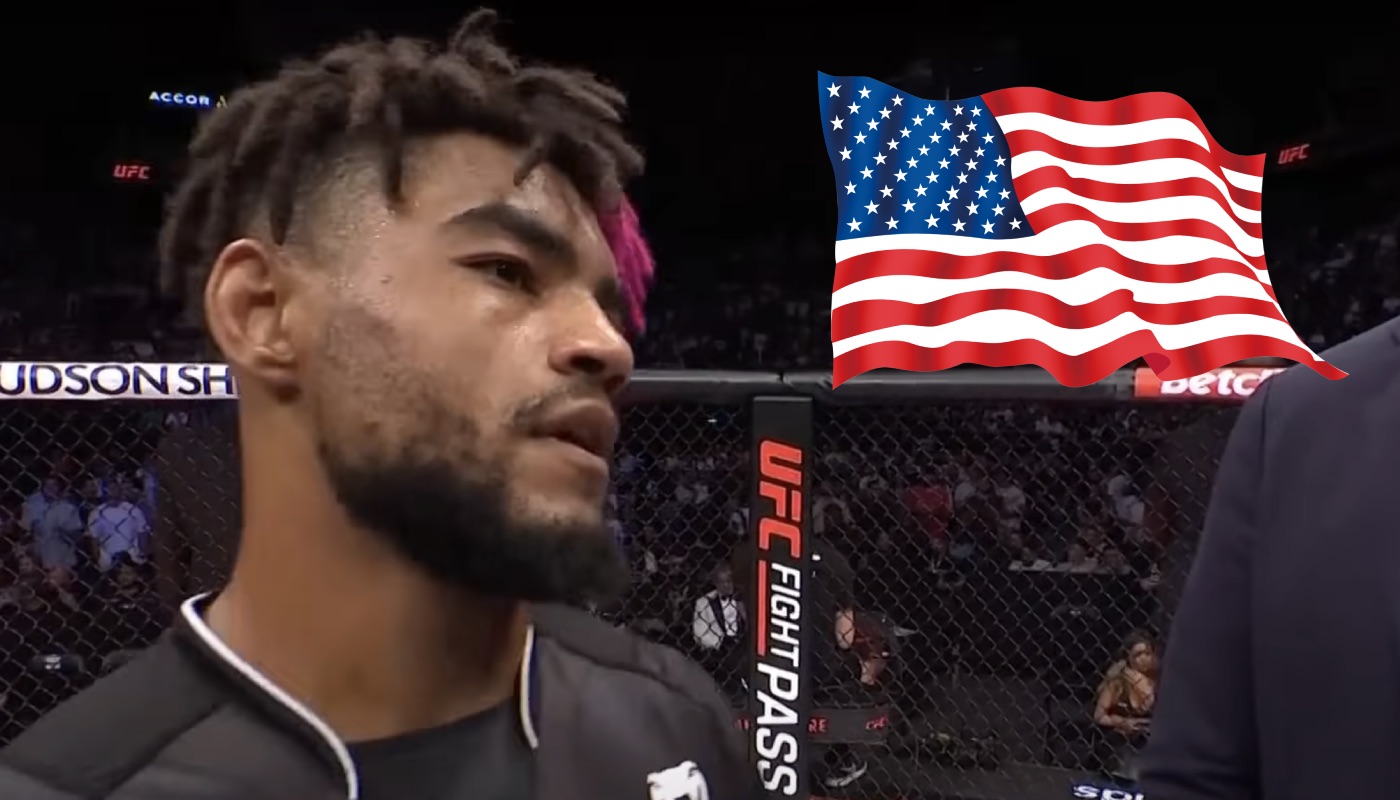 Le combattant UFC français Morgan Charrière, ici accompagné du drapeau américain