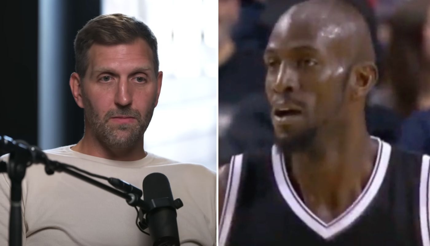 Les légendes NBA Dirk Nowitzki (gauche) et Kevin Garnett (droite)