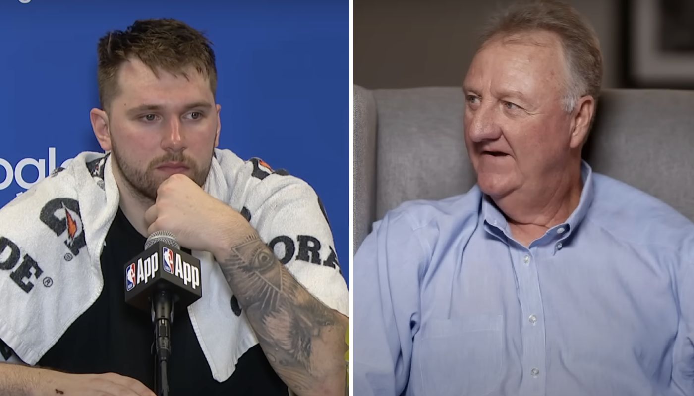 Luka Doncic, meneur slovène des Mavericks, et la légende NBA Larry Bird