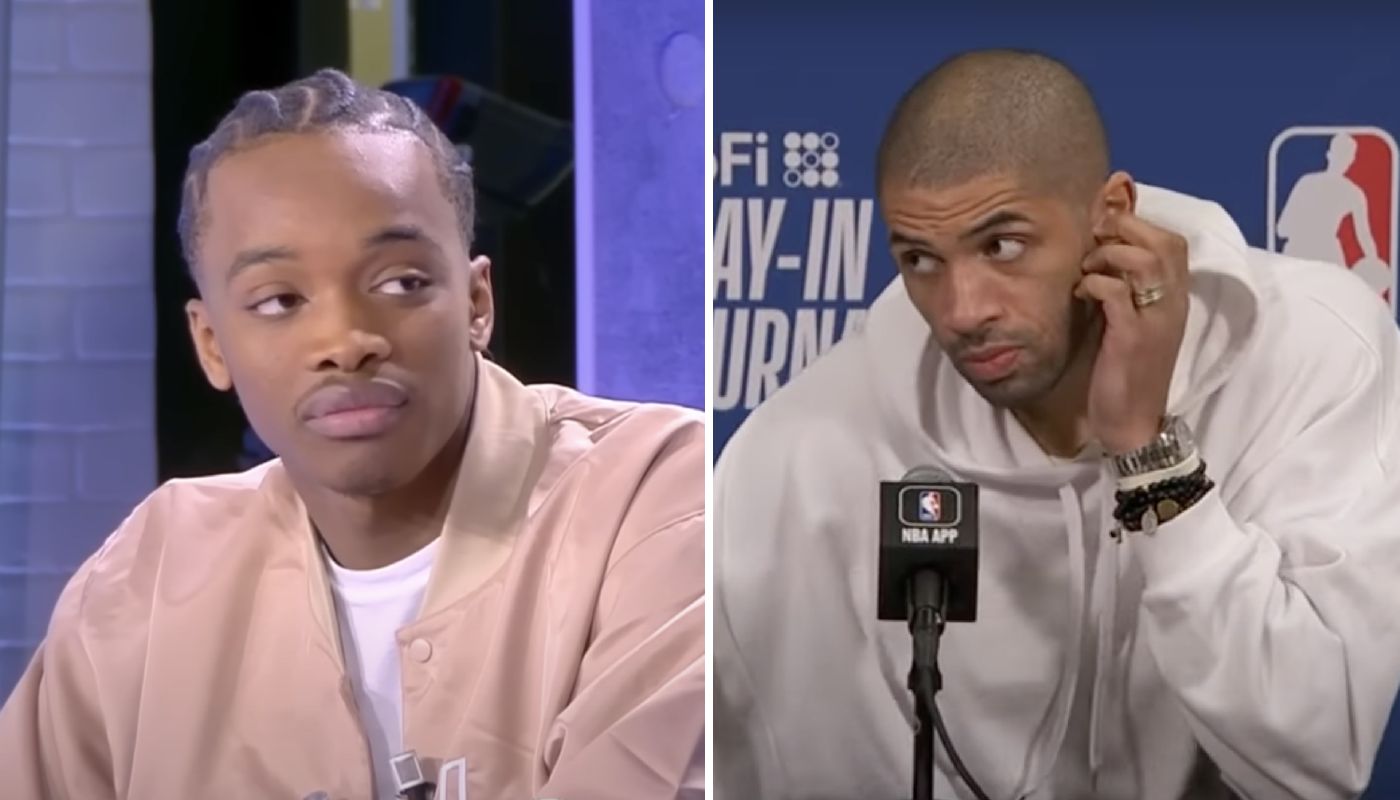 Billa Coulibaly des Wizards et Nicolas Batum des Sixers en NBA, coéquipiers en équipe de France