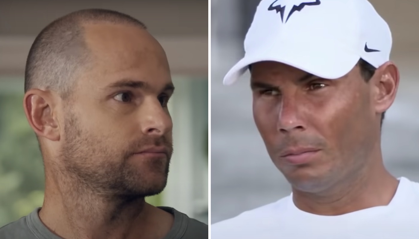Les tennismen de légende Andy Roddick (gauche) et Rafael Nadal (droite)