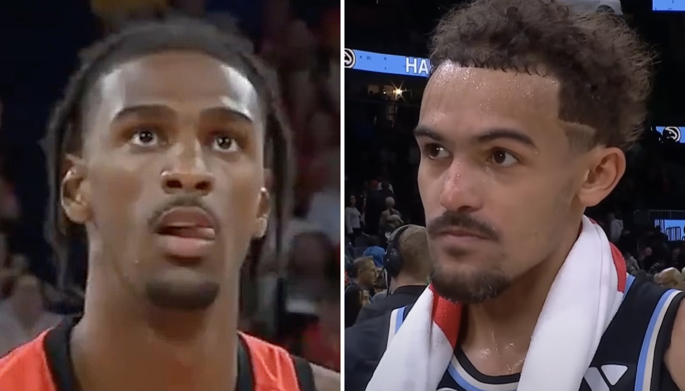 Le prospect NBA français Alexandre Sarr (gauche) et la star des Atlanta Hawks Trae Young (droite)