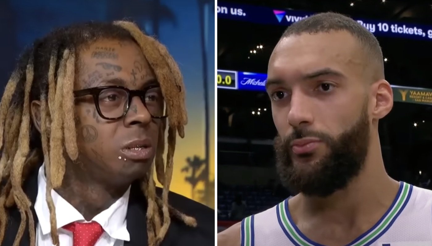 Le rappeur de légende Lil Wayne (gauche) et le pivot NBA français des Minnesota Timberwolves, Rudy Gobert (droite)