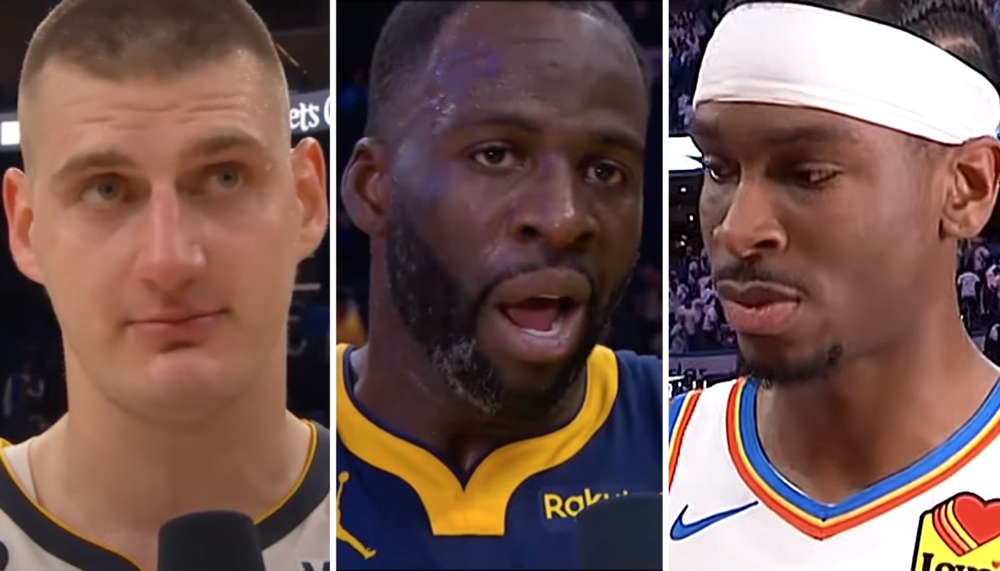 Les stars NBA Nikola Jokic (gauche), Draymond Green (centre) et Shai Gilgeous-Alexander (droite)