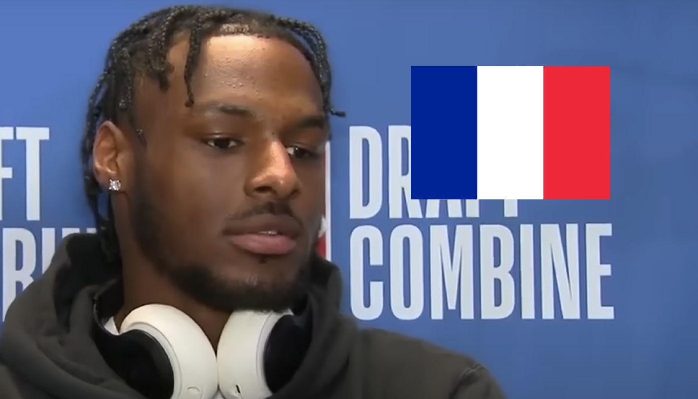 Bronny James, fils de LeBron, avec le drapreau français