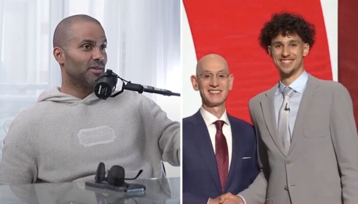 Tony Parker, président de l'ASVEl, et Zaccharie Risacher, 1st pick de la Draft 2024