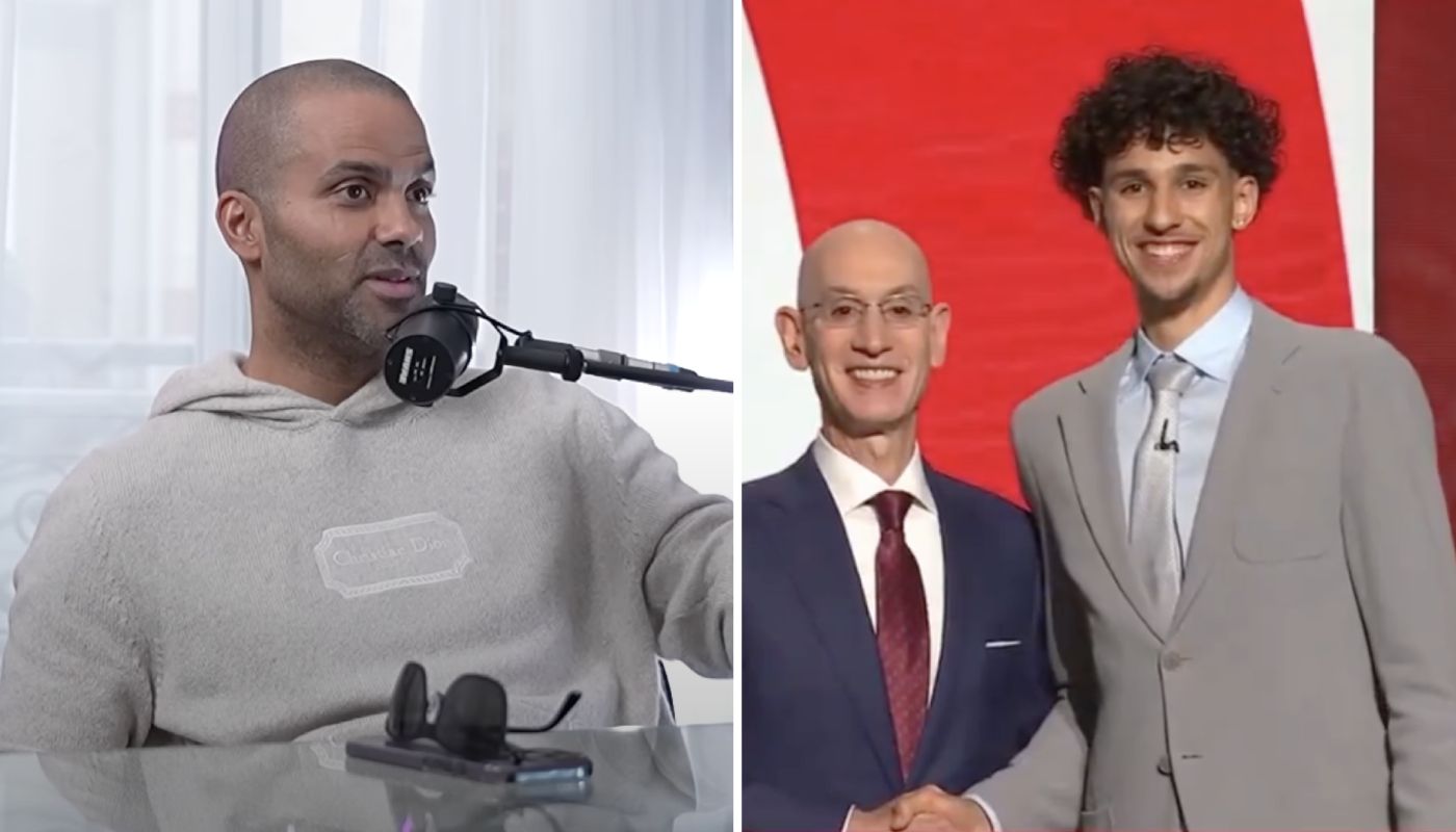 Tony Parker, président de l'ASVEl, et Zaccharie Risacher, 1st pick de la Draft 2024