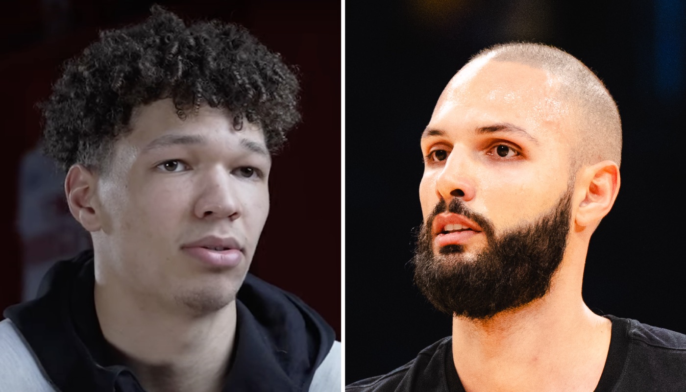 Les joueurs NBA français Tidjane Salaün (gauche) et Evan Fournier (droite)