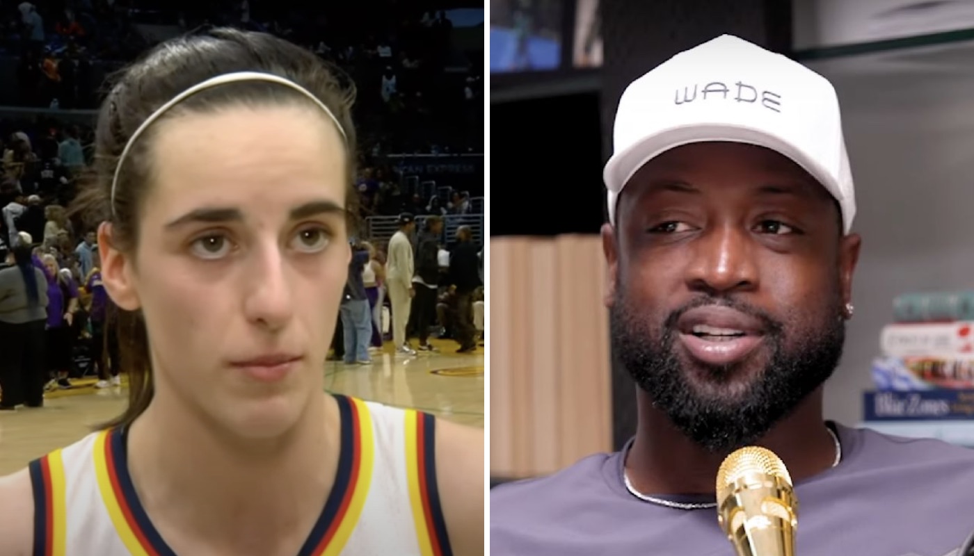 La star WNBA Caitlin Clark (gauche) et la légende NBA Dwyane Wade (droite)