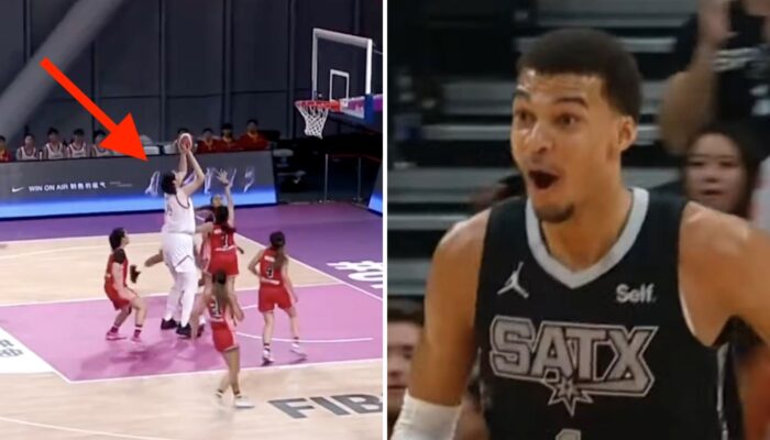 La prospect WNBA chinoise Zhang Ziyu (gauche) et la star NBA française Victor Wembanyama (droite)