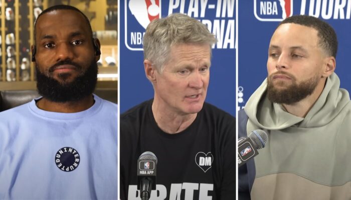 Steve Kerr, sélectionneur de Team USA, avec ses joueurs LeBron James et Stephen Curry