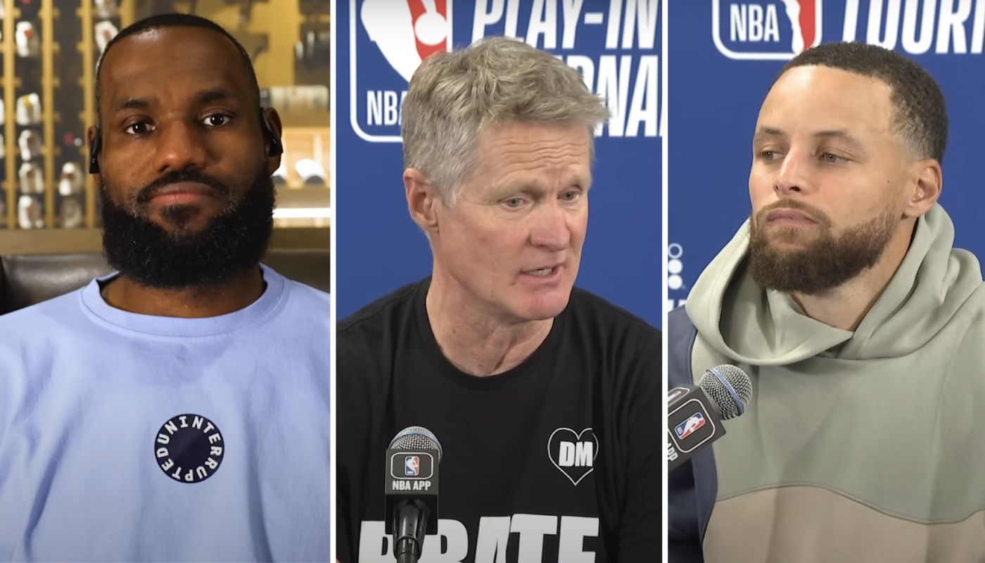 Steve Kerr, sélectionneur de Team USA, avec ses joueurs LeBron James et Stephen Curry