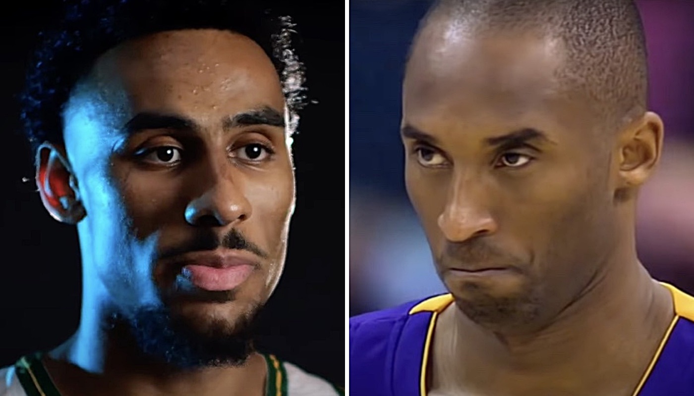 Le joueur NBA français Armel Traoré (gauche) et la légende des Los Angeles Lakers Kobe Bryant (droite)