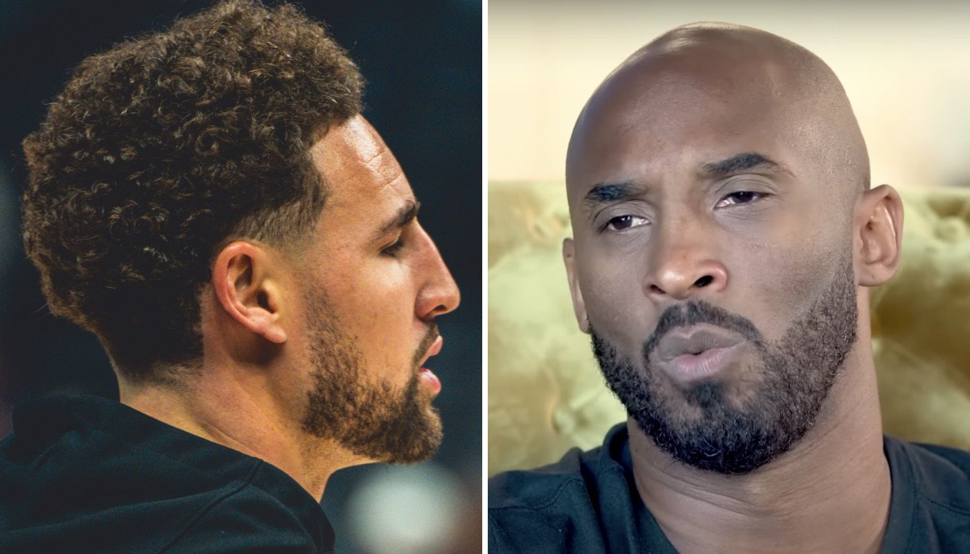 Les légendes NBA Klay Thompson (gauche) et Kobe Bryant (droite)