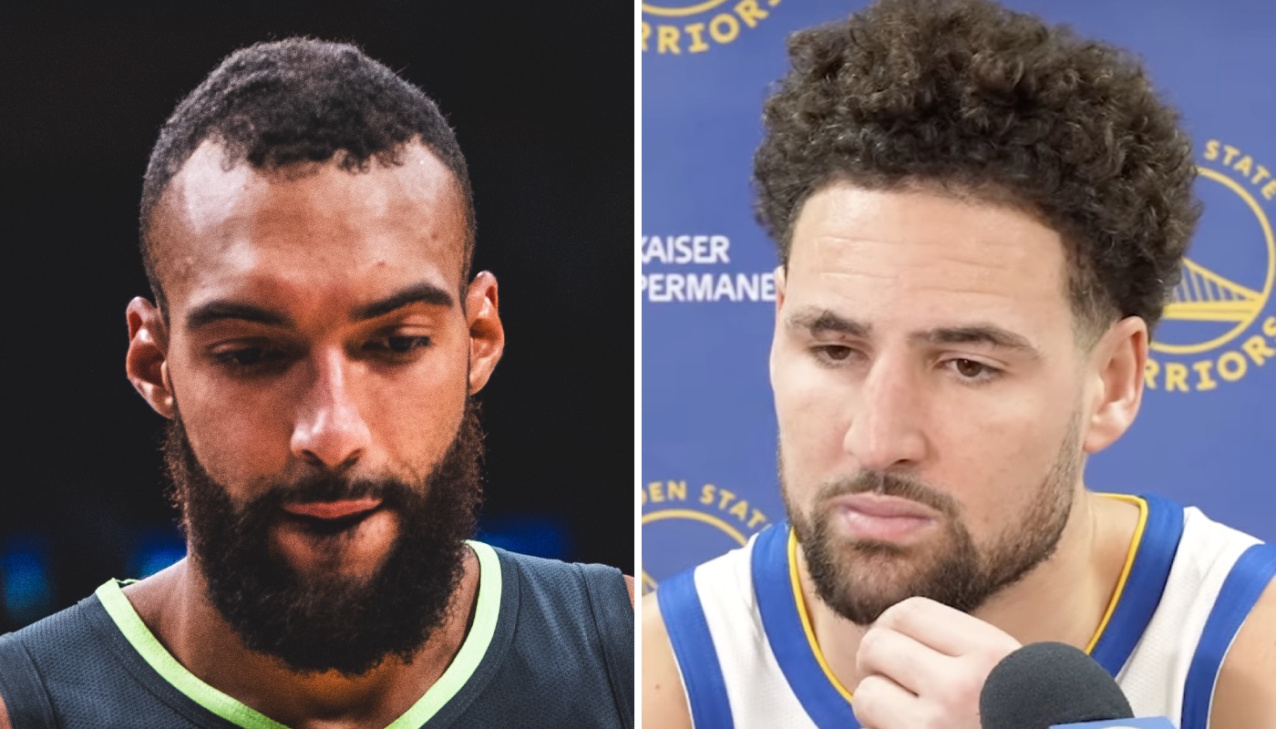 Les stars NBA Rudy Gobert (gauche) et Klay Thompson (droite)